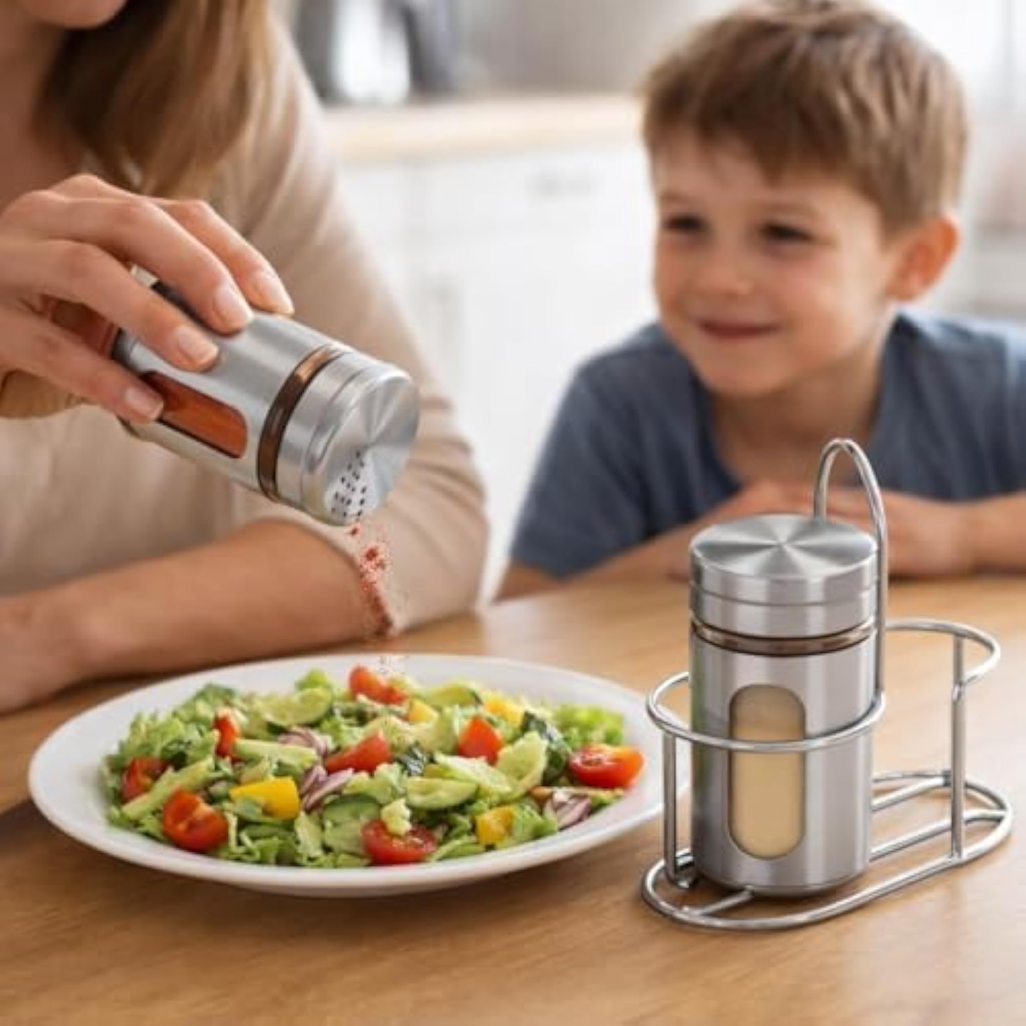 2 Pcs Glass Spice Jar Set with Stainless Steel Stand
